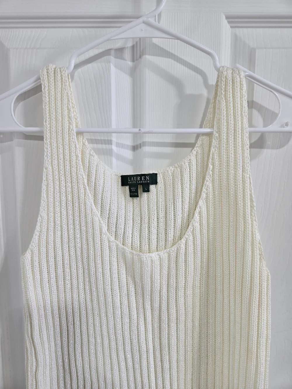 Lauren Ralph Lauren Ivory Ribbed Knit Tank Top - Picture 3 of 3